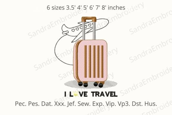 Airplane Suitcase Embroidery Design