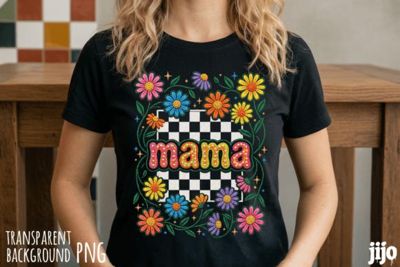 Mama Floral Embroidery Flowers PNG